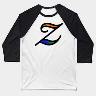 Rainbow Cursive Letter Z Baseball T-Shirt